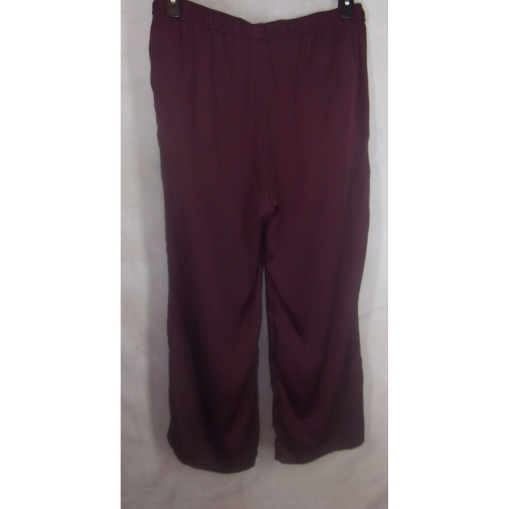 New H&M Concious Collection Satiny Wide Leg Pant Pants Size 12 Wine Drawstring - Picture 3 of 4